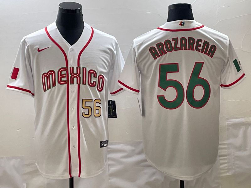 Men 2023 World Cub Mexico #56 Arozarena White green Nike MLB Jersey5